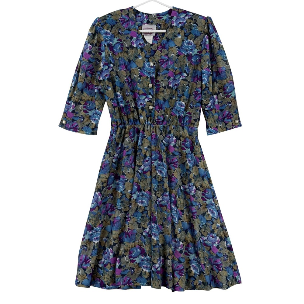 Vintage California Looks Dress Womens 8P Multicolor Floral Fit Flare Prairie